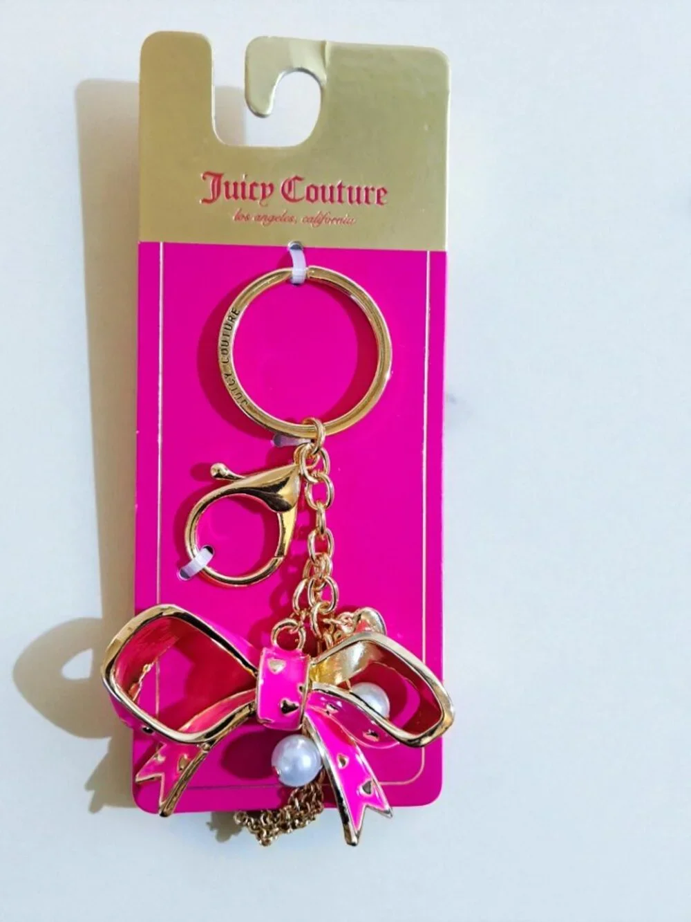 Juicy Couture Bow, Cherry & Red Lobster Charm Keychain Trio Set Bundle NWT